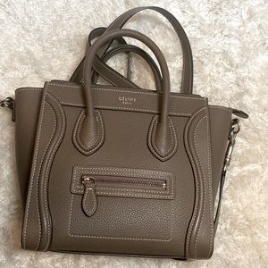 Celine Drummed Calfskin Nano Luggage Souris